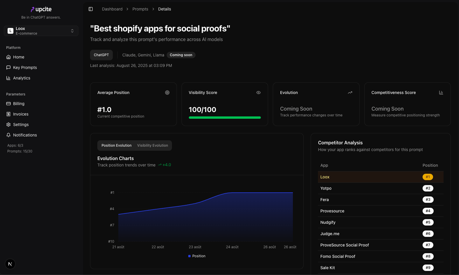 Aspect product interface showing connected banks